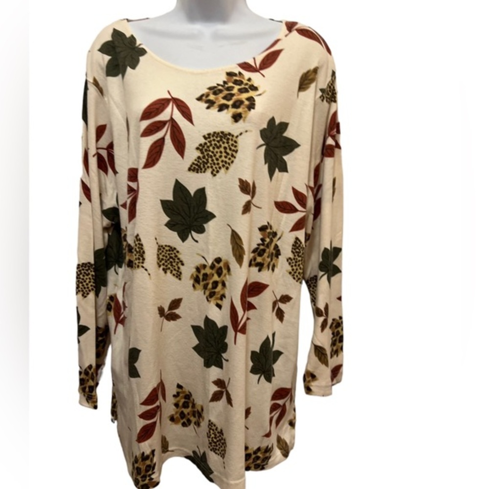 Roaman’s Soft Knit Leaf Design Top Size Large
